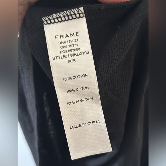 Frame Denim Puff Sleeve Mini Tshirt Dress Cotton Size Large Black - Picture 5 of 5